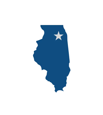 Map of Illinois marking the South Barrington office